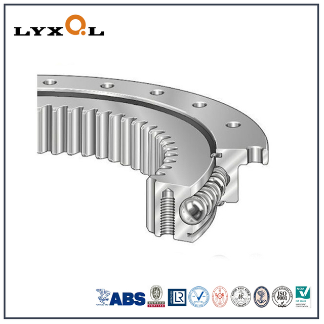 Flanged swing bearings with outer gear and inner flange