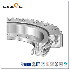 Flanged turntable bearings with outer flange and inner gear